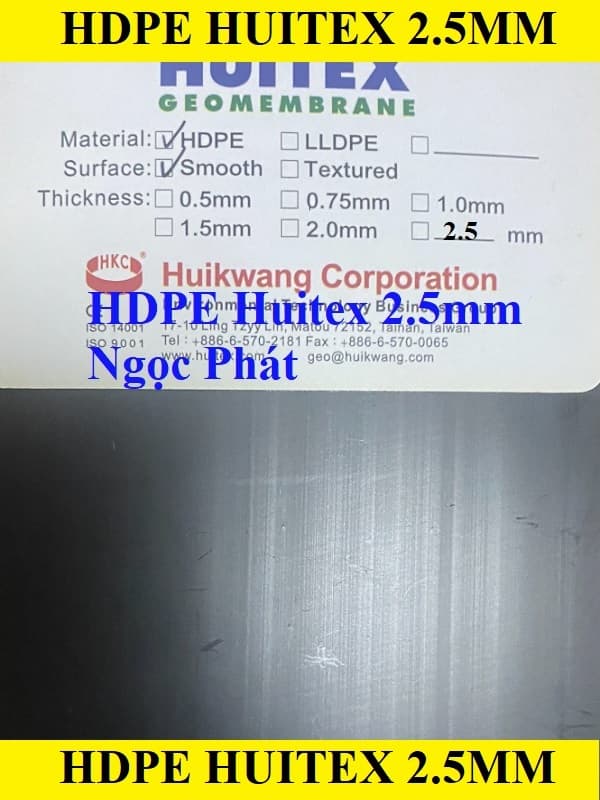 Màng chống thấm HDPE HUITEX 2.5mm HD250 nhập khẩu Đài Loan Trung Quốc