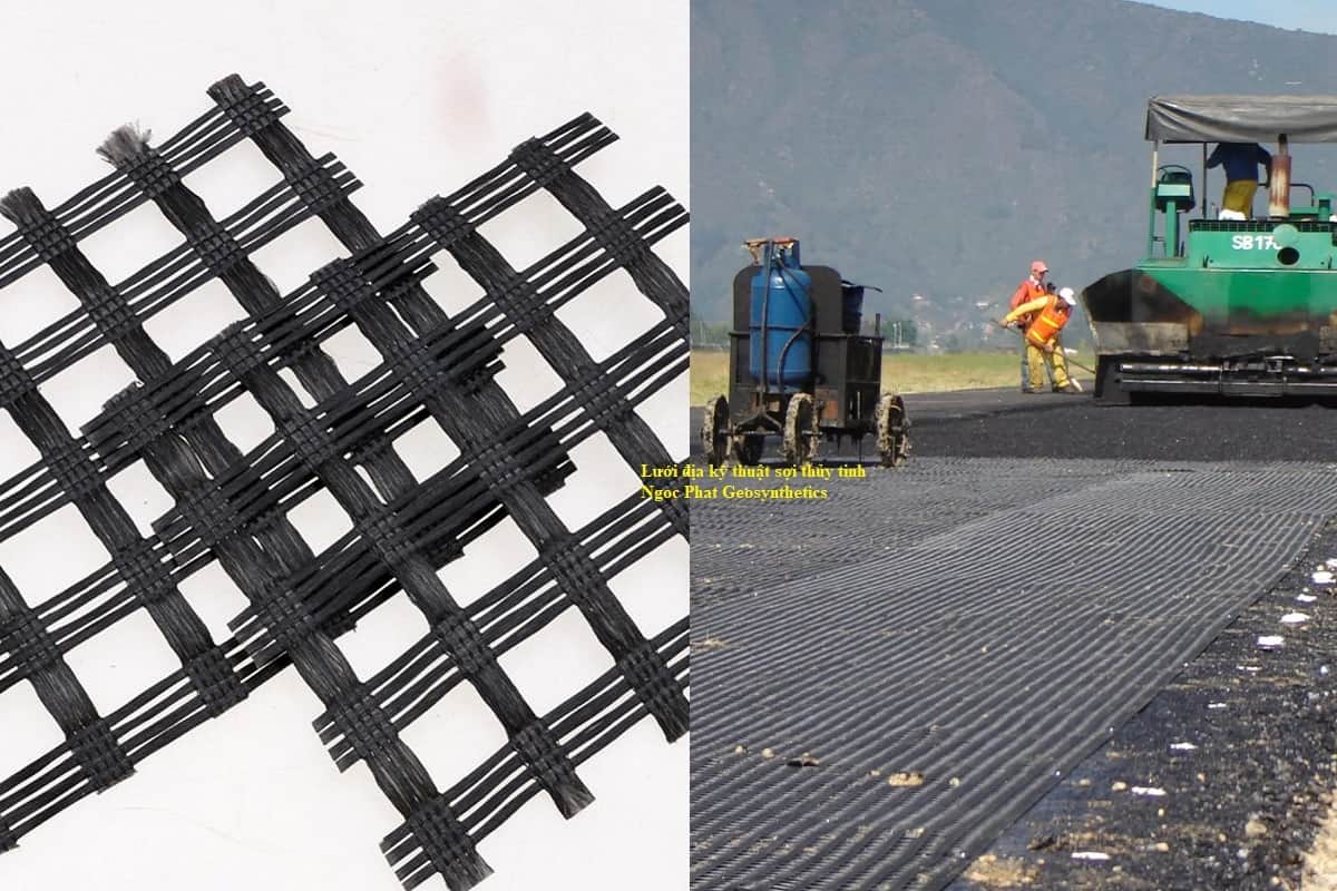 Lưới địa kỹ thuật sợi thủy tinh - mẫu lưới và thi công gia cố mặt đường bê tông nhựa