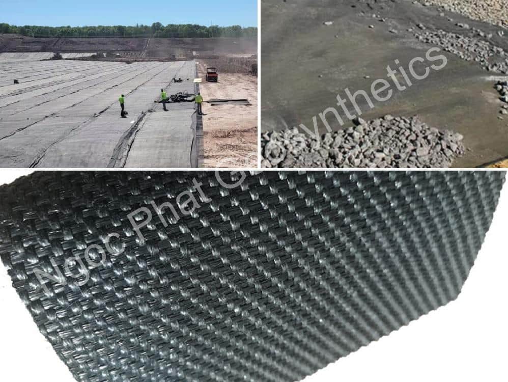 Vải địa kỹ thuật dệt 85/85kn gia cố nền đất yếu tường chắn mái dốc