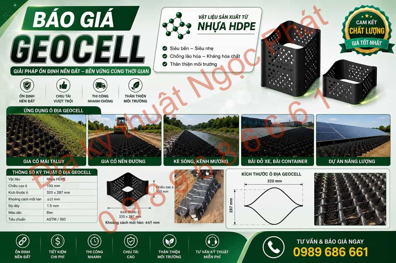 Báo giá ô địa kỹ thuật Geocell các loại mới nhất giá tốt