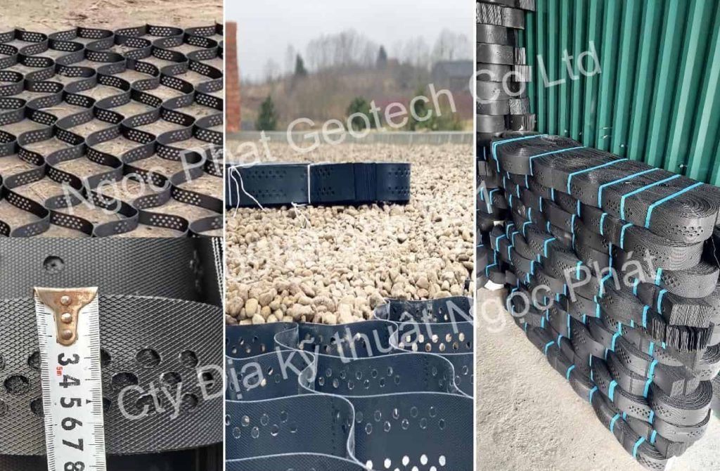 Giá ô địa cao 7.5cm Geocell HDPE 75mm gia cố mái taluy và nền đường