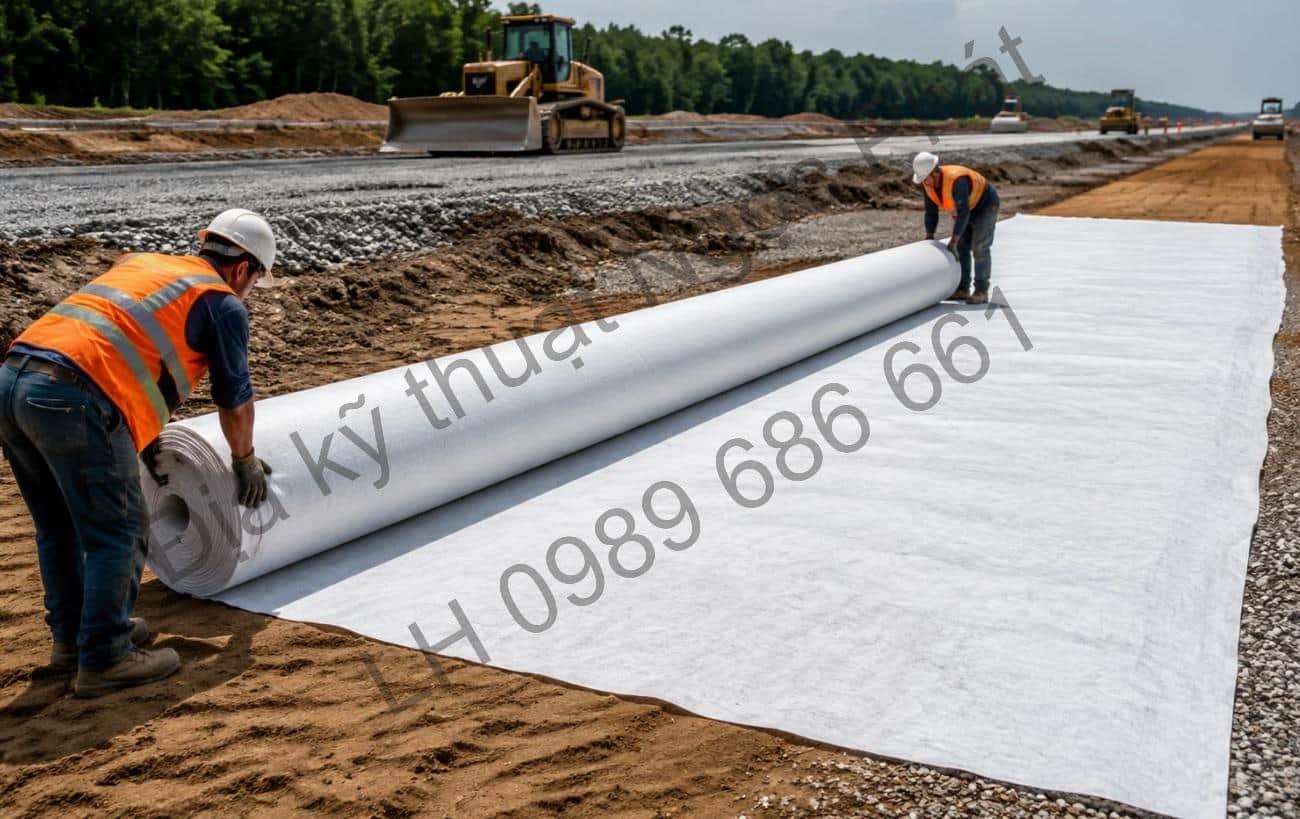 Vải địa kỹ thuật không dệt được trải làm lớp phân cách